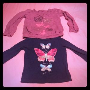 Butterfly collection LS shirts - girls 3T